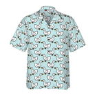 White Duck Cartoon In Blue Hawaiian Shirt