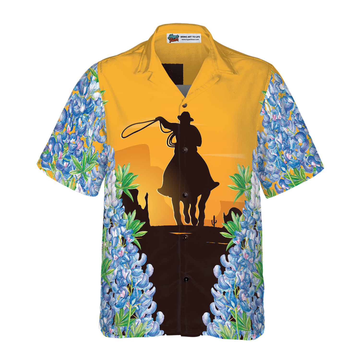 Texas Bluebonnets Rodeo Hawaiian Shirt, Casual Short Sleeve Texas Shirt, Proud Texas Flag Shirt For Men