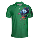 Billiards Green American Flag Polo Shirt, Unique Billiards Shirt For Men, Cool Gift For Pool Players