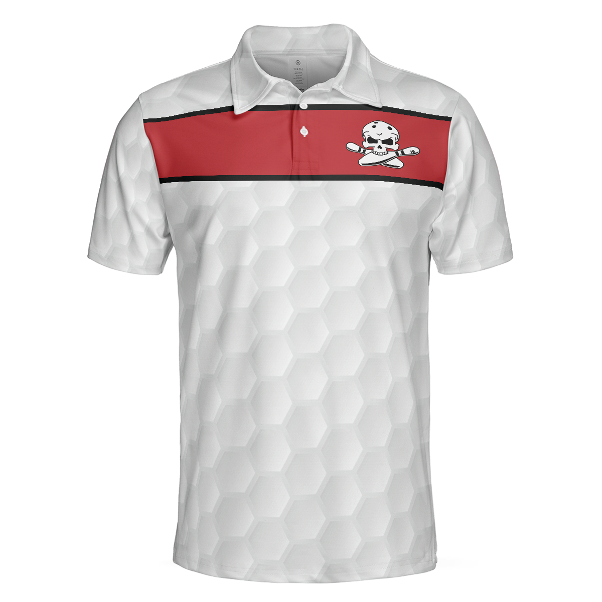 Bowling Skull Polo Shirt, Red And White Skull Bowling Shirt Design, Basic Shirt For Bowling Lovers