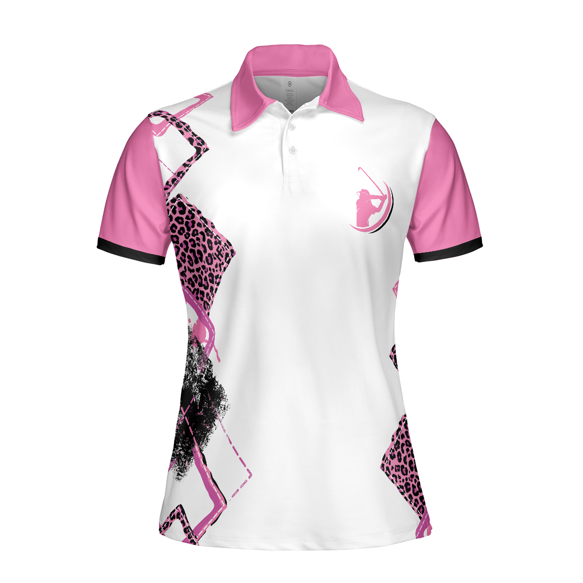 Play For Pink Breast Cancer Awareness Short Sleeve Women Polo Shirt, Pink Leopard Breast Cancer Awareness Shirt