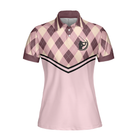Some Girls Play Golf And Drink Too Much Short Sleeve Women Polo Shirt, Funny Argyle Pattern Golf Shirt For Ladies