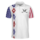 Too Old To Work Too Young To Die But Perfect For Golfing Polo Shirt, American Flag Golfing Shirt With Sayings