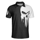 I Hit Golf Ball Polo Shirt, Black And White Golf Shirt Design With Sayings, Scary Skeleton Golf Shirt