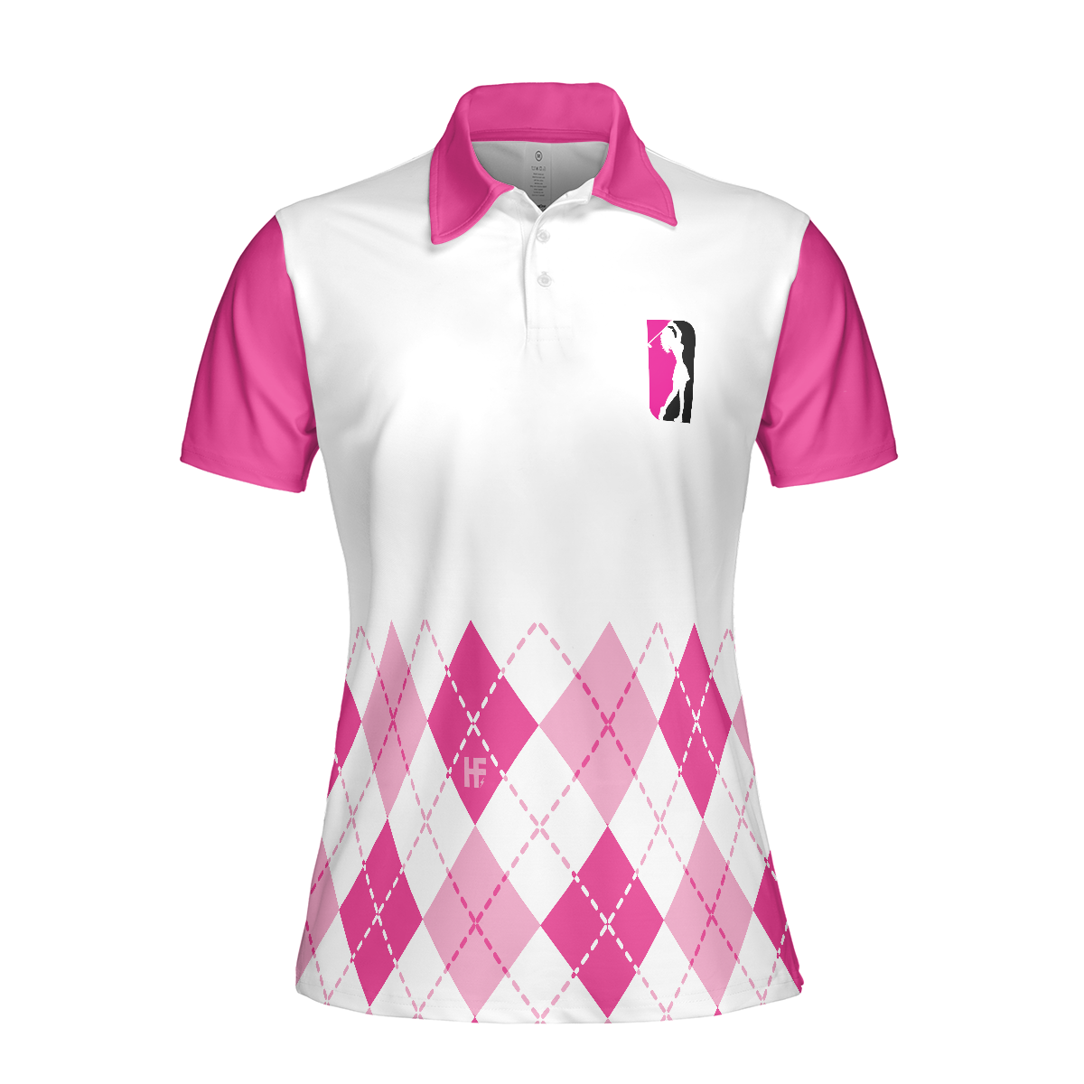 I Never Lose At The 19th Hole Golf Short Sleeve Women Polo Shirt, White And Pink Golf Shirt For Ladies