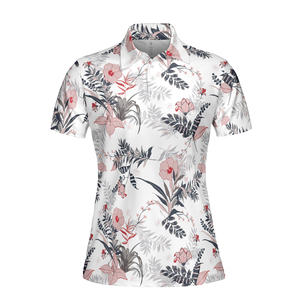 Colorful Floral Pattern Shirt Short Sleeve Women Polo Shirt