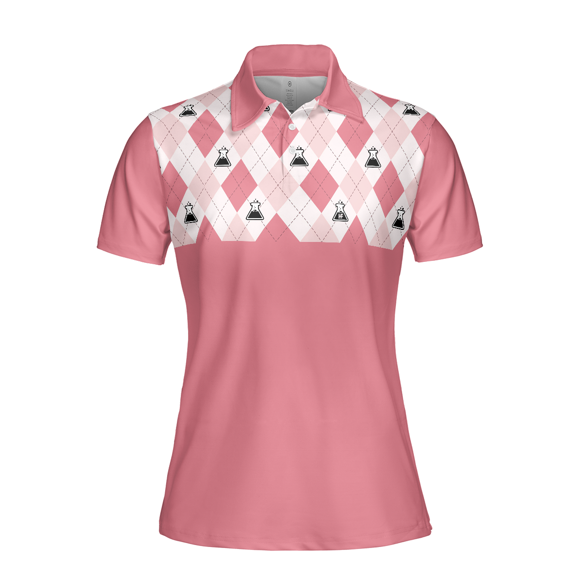Science Pink Argyle Pattern Short Sleeve Women Polo Shirt