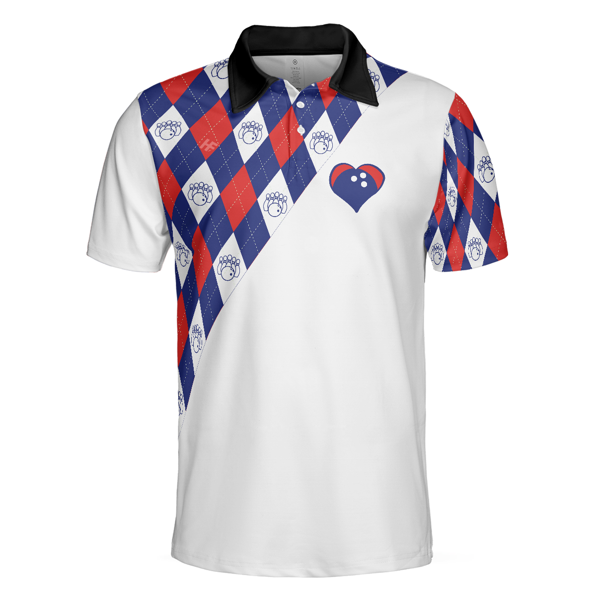 Bowling Heart Polo Shirt, Plaid Pattern Golfing Shirt For Men, Best Golf Polo Shirt For Hot Weather