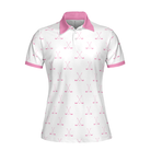 Crossed Golf Clubs Pink And White Golf Short Sleeve Women Polo Shirt, Simple Golf Shirt Design For Ladies