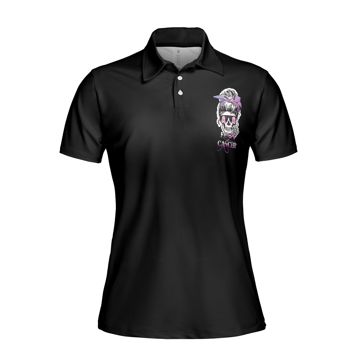 You Mess With The Wrong One, Fck Cancer V2 Short Sleeve Women Polo Shirt