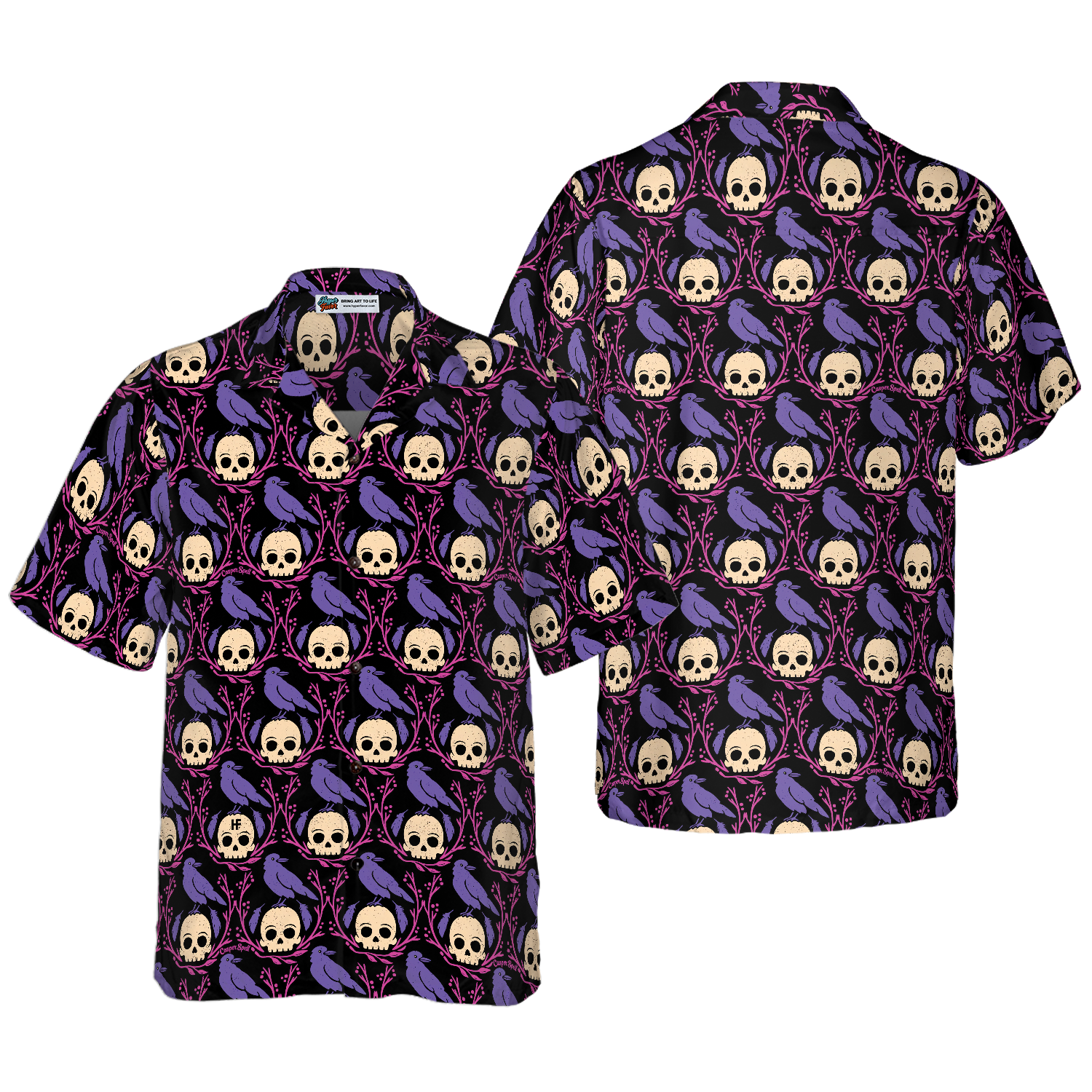 Raven Skull Halloween Shirt For Men Hawaiian Shirt