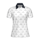 Crossed Golf Clubs Black And White Golf Short Sleeve Women Polo Shirt