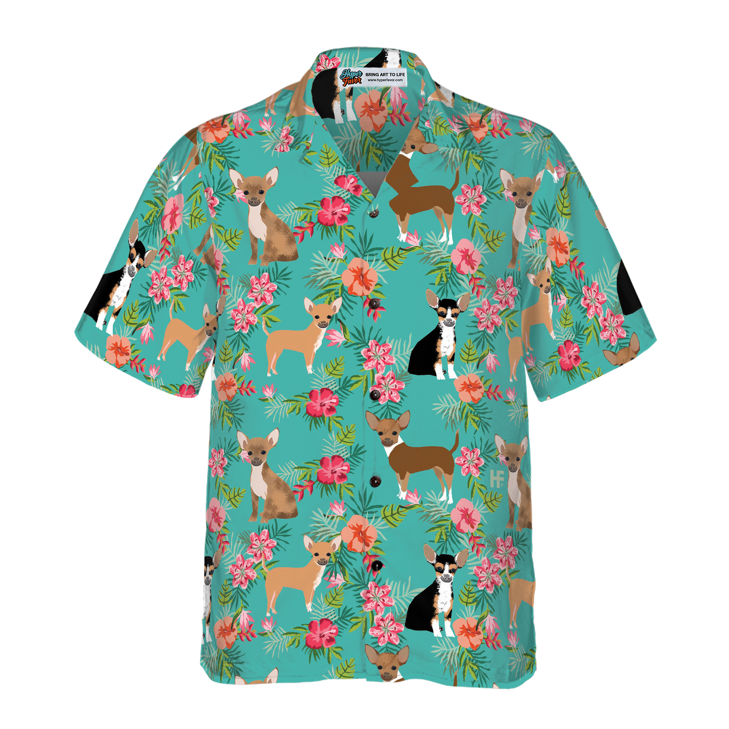 Hibiscus Floral Chihuahua Shirt For Men Hawaiian Shirt