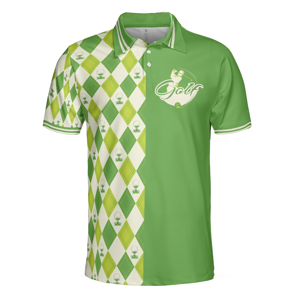 I'm Not Swearing I'm Using My Golf Words Polo Shirt, Green Argyle Pattern Golf Shirt For Male Golfers