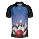 Spare No One Bowling Polo Shirt, Black And Blue Tenpin Bowling Shirt For Men, Cool Bowling Gift Idea
