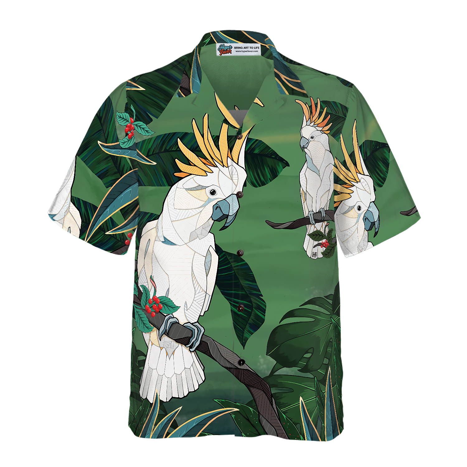 Tropical Cockatoo Parrot Hawaiian Shirt