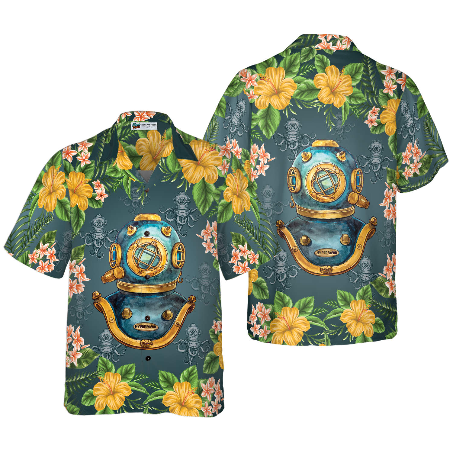 Scuba Diving Vintage Helmet Hawaiian Shirt