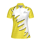 Sporty And Cutie Golf Girl Golf Short Sleeve Women Polo Shirt, White And Yellow Golf Shirt For Ladies