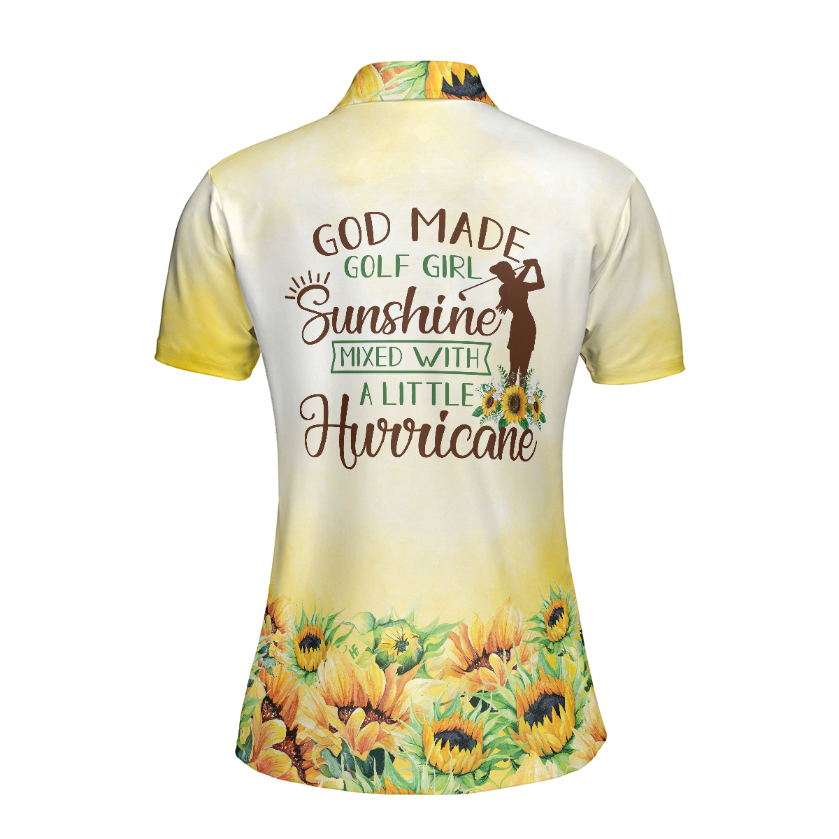 God Made Golf Girl Sunshine Short Sleeve Women Polo Shirt, Yellow Sunflower Golf Shirt For Ladies, Unique Female Golf Gift
