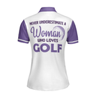 Never Underestimate A Woman Who Loves Golf V2 Short Sleeve Women Polo Shirt