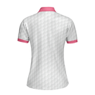 Heartbeat Golfer White And Pink Golf Short Sleeve Women Polo Shirt, Golf Shirt For Ladies