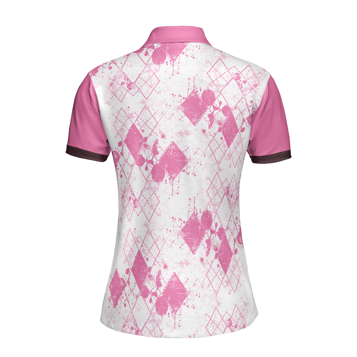 Ladies Mrs. Bones Golf Pink Argyle Short Sleeve Women Polo Shirt, Proof That Women Can Drive White And Pink Golf Shirt For Ladies