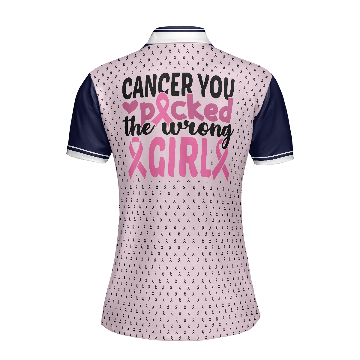 You Picked The Wrong Girl Breast Cancer Awareness Short Sleeve Women Polo Shirt, Breast Cancer Shirt For Women
