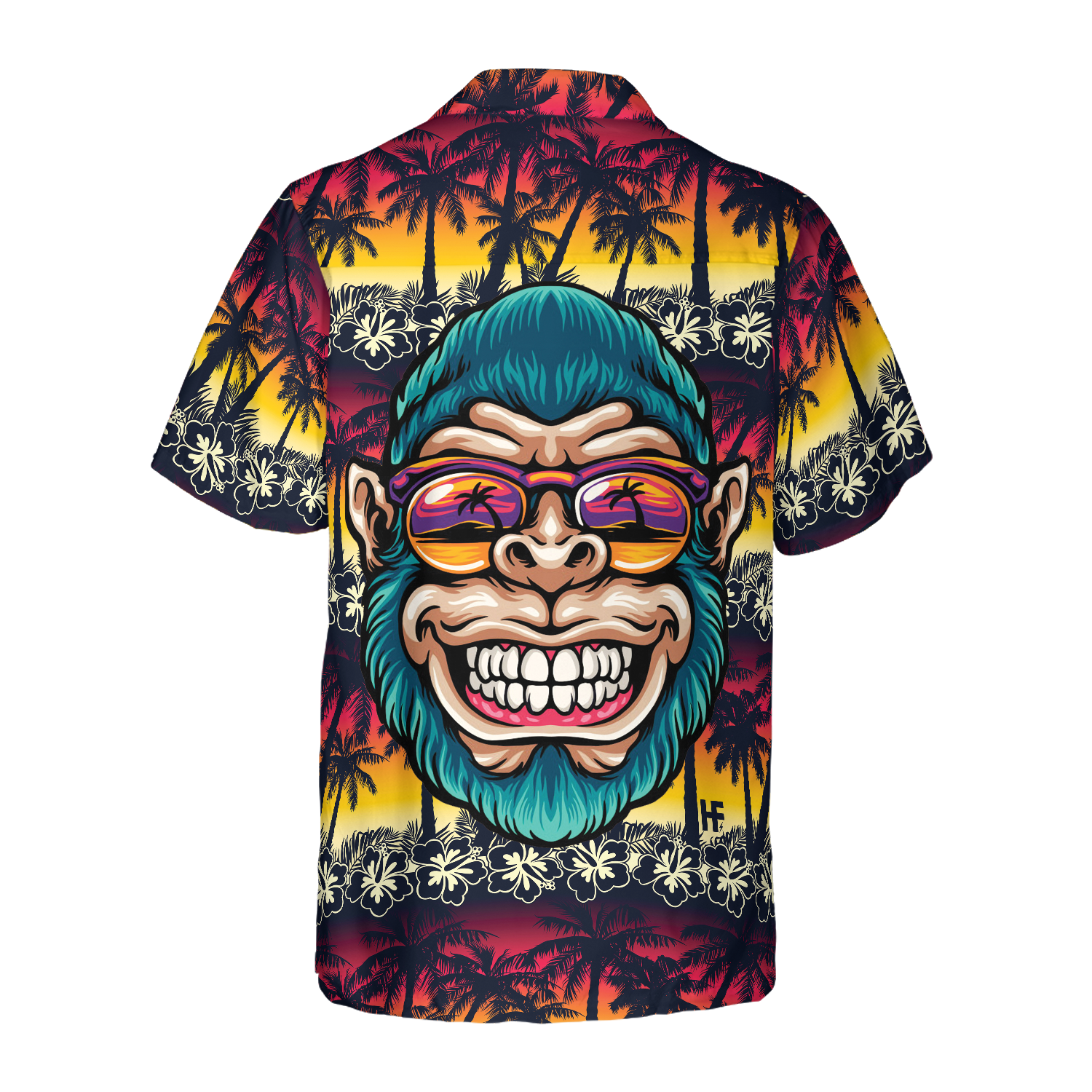 Cool Monkey Head In Paradise Hawaiian Shirt