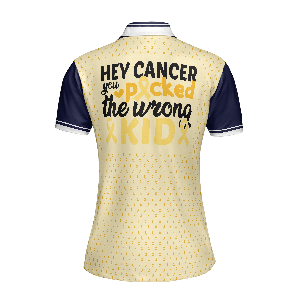 Childhood Cancer Picked The Wrong Kid Short Sleeve Women Polo Shirt, Childhood Cancer Awareness Shirt