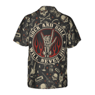 Rock N Roll Will Never Die Hawaiian Shirt, Electric Guitar Skull And Crossbones Hawaiian Shirt