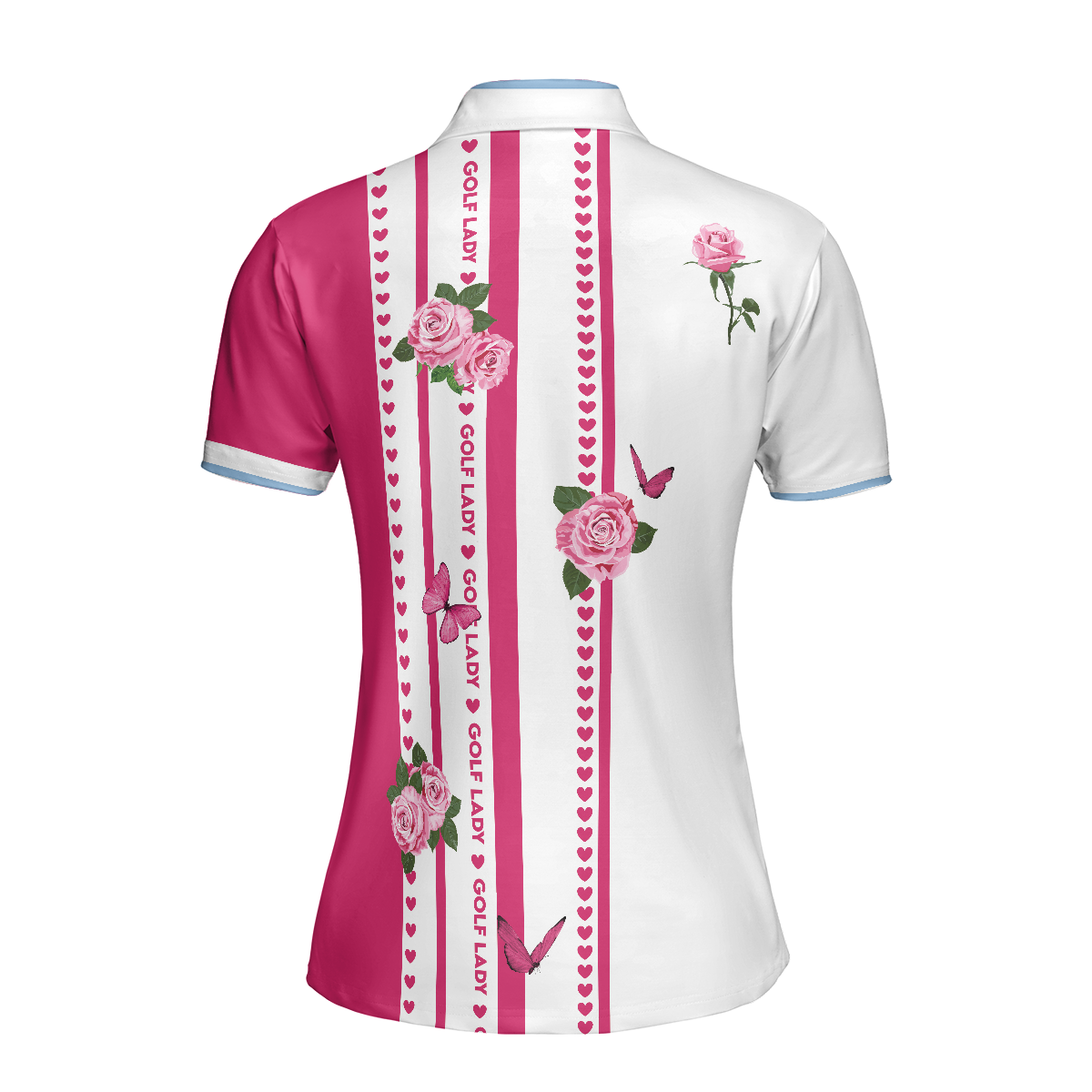 Golf Lady With Roses In Vintage Style Golf Short Sleeve Women Polo Shirt, Floral Shirt For Golf Ladies