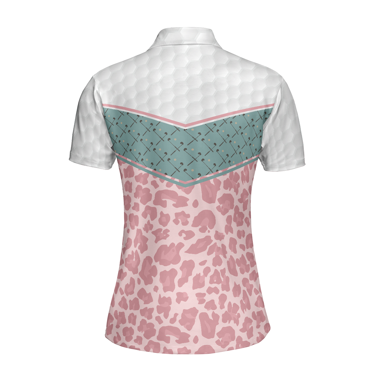 Striped Polo Golf Girl Seamless Pattern Golf Short Sleeve Women Polo Shirt, Leopard Golf Shirt For Ladies