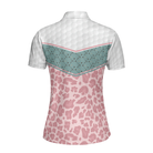 Striped Polo Golf Girl Seamless Pattern Golf Short Sleeve Women Polo Shirt, Leopard Golf Shirt For Ladies