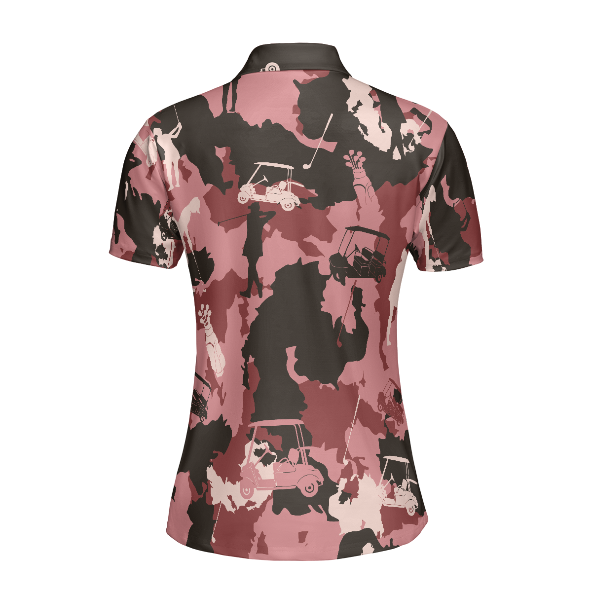Golf Girl Camouflage Short Sleeve Women Polo Shirt, Pink Camo Golf Shirt For Ladies, Cool Golf Gift For Women