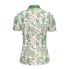 Green And Golden Tennis Pattern Short Sleeve Women Polo Shirt