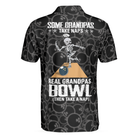 Real Grandpas Bowl Polo Shirt, Black Ball Pattern Bowling Polo Shirt, Funny Bowling Shirt With Sayings