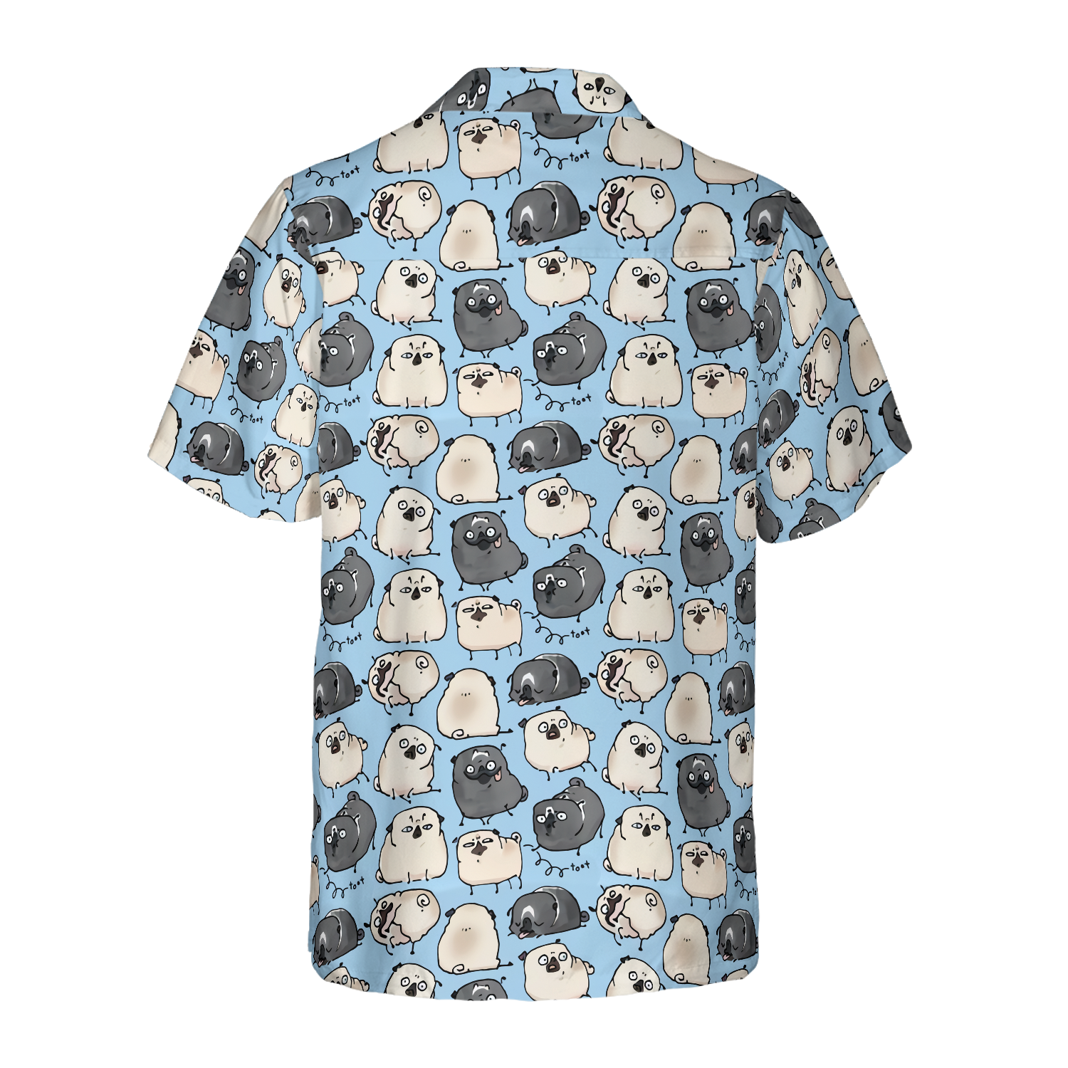 Pug Poses Blue Shirt For Men Hawaiian Shirt