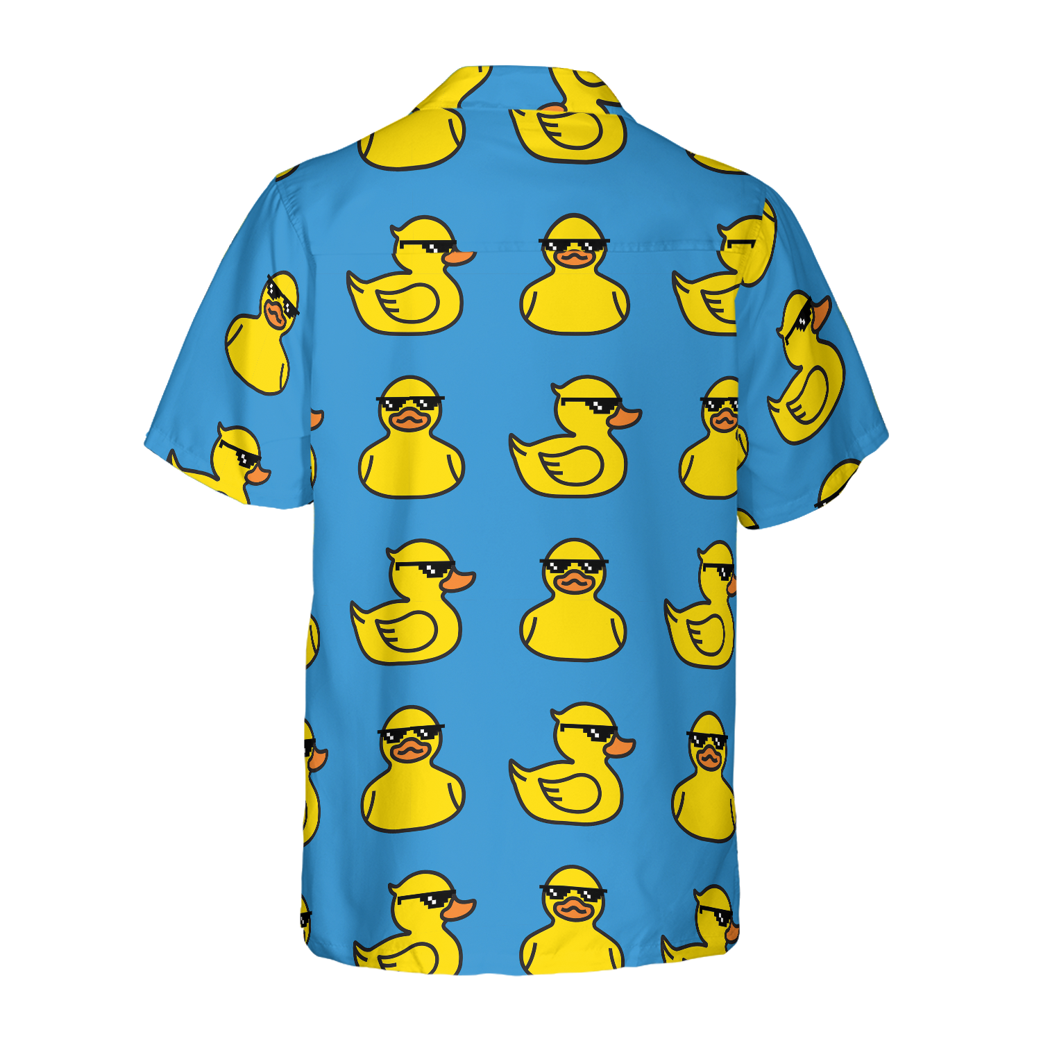 Rubber Yellow Duck Hawaiian Shirt, Blue Water Toy Duck With Sunglasses Hawaiian Shirt