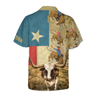 Rodeo Longhorn Texas Flag Custom Hawaiian Shirt, Unique Texas Shirt For Texas Lovers