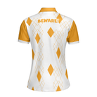 Crazy Golf Lady Short Sleeve Women Polo Shirt, White And Yellow Golf Shirt For Ladies, Funny Female Golf Gift