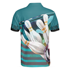 Love Bowling Polo Shirt, Blue American Flag Bowling Shirt For Men