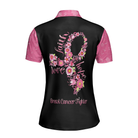 I Am A Breast Cancer Fighter Pink Flowers Awareness Ribbon Women Polo Shirt, Breast Cancer Awareness Polo Shirt For Ladies