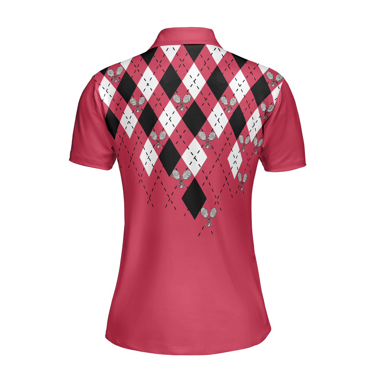 Tennis Shirt With Argyle Pattern Short Sleeve Women Polo Shirt