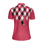 Tennis Shirt With Argyle Pattern Short Sleeve Women Polo Shirt
