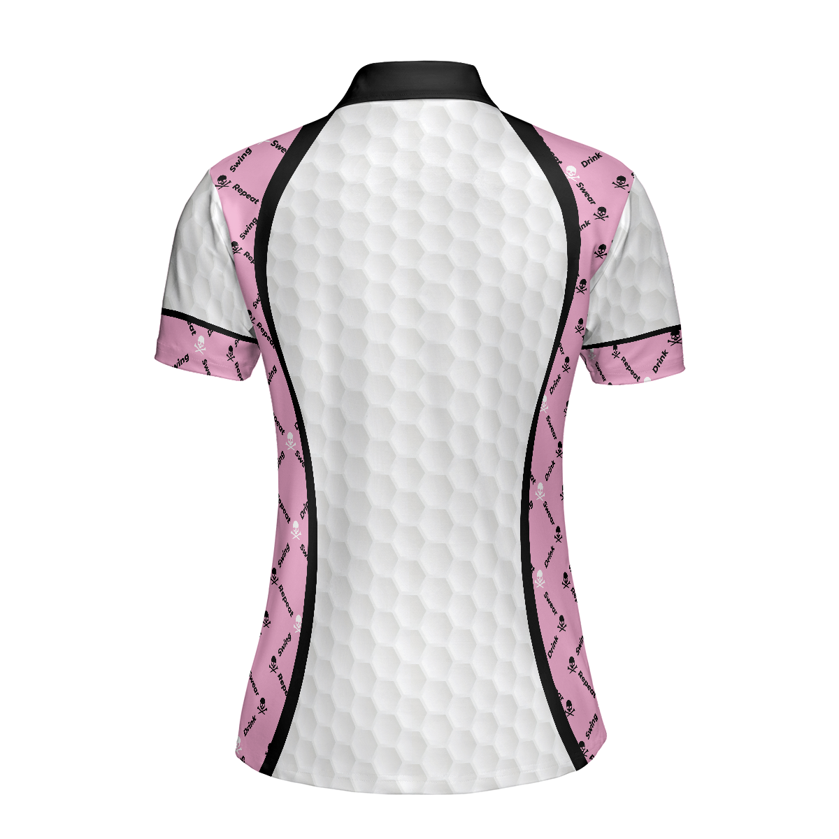 Swing Swear And Repeat Golf Girl Life Golf Short Sleeve Women Polo Shirt, Argyle Pattern Golf Shirt For Ladies