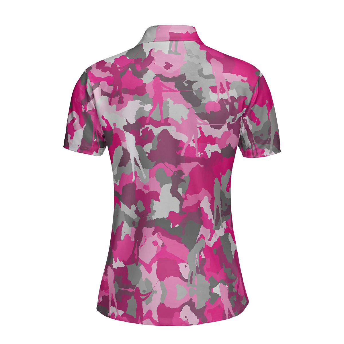 Golf Girl Pink Camouflage Pattern Short Sleeve Women Polo Shirt, Unique Female Golf Gift