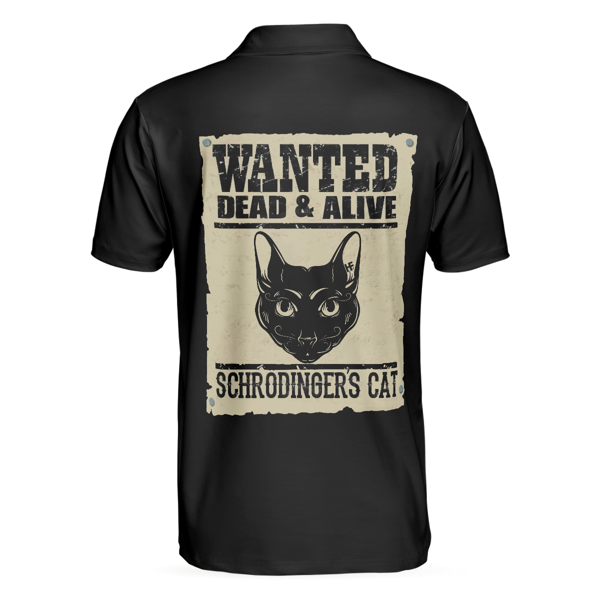 Wanted Dead & Alive Schrodinger's Cat Black Polo Shirt For Men