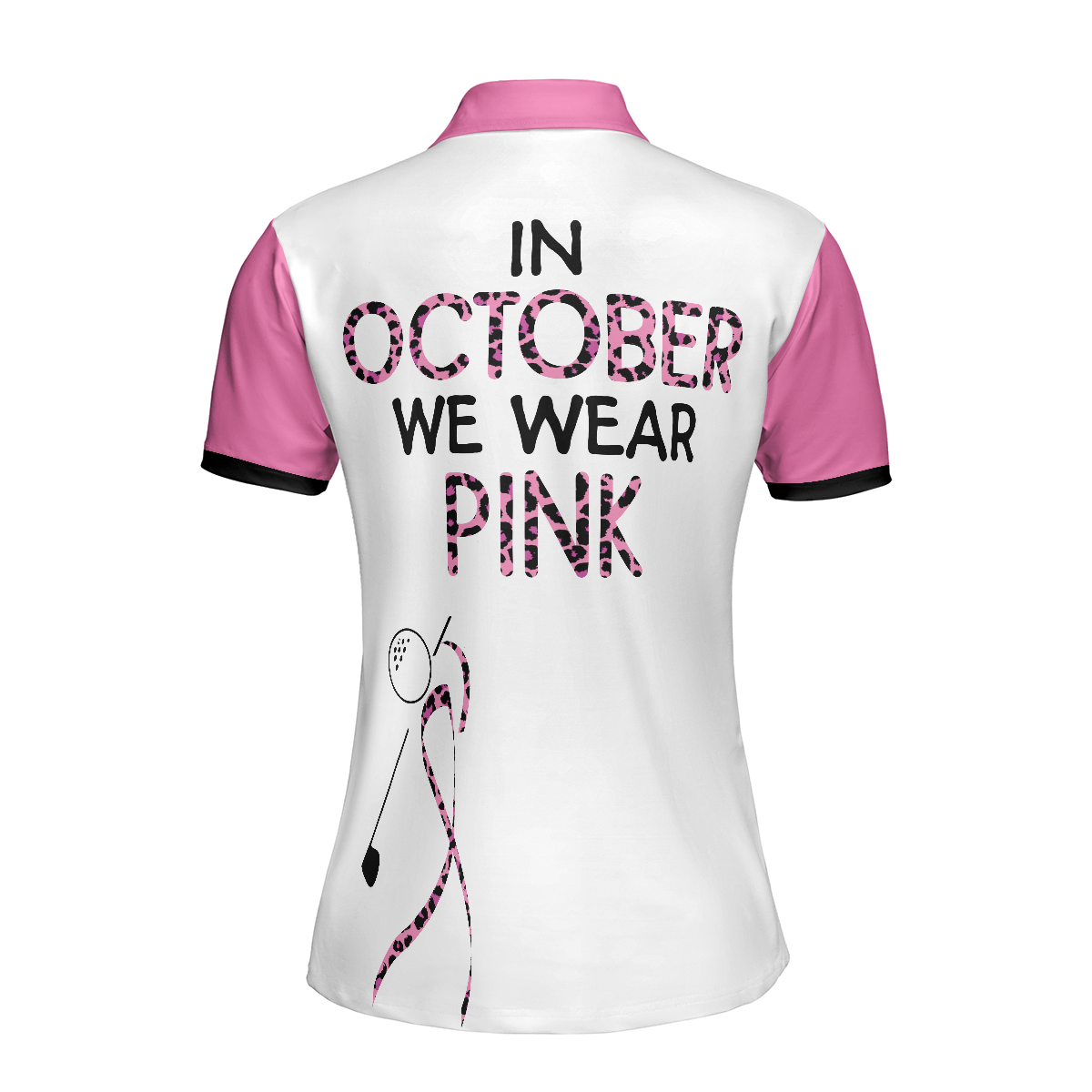 Play For Pink Breast Cancer Awareness Short Sleeve Women Polo Shirt, Pink Leopard Breast Cancer Awareness Shirt