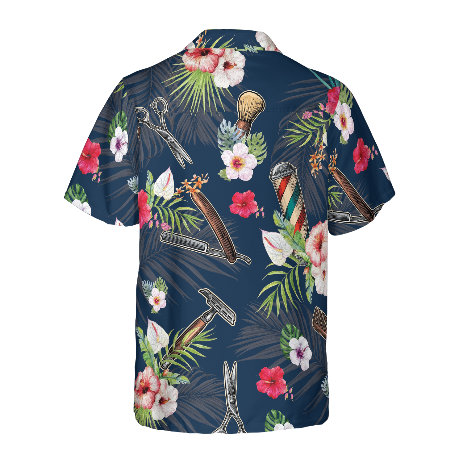 Barber Tools Tropical Pattern Hawaiian Shirt