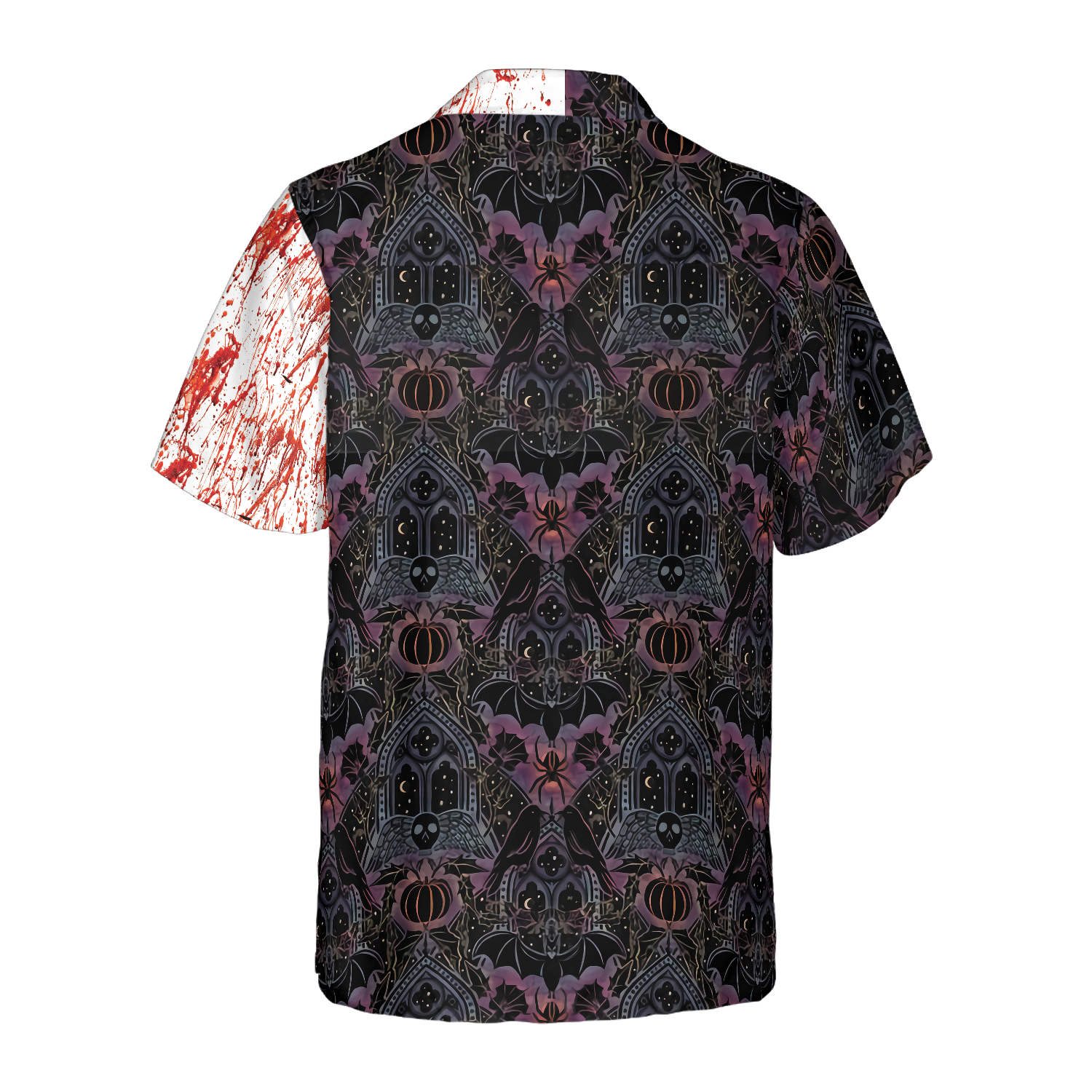Gothic Halloween Blood Hawaiian Shirt For Men, Satanic Bat And Spider Goth Hawaiian Shirt